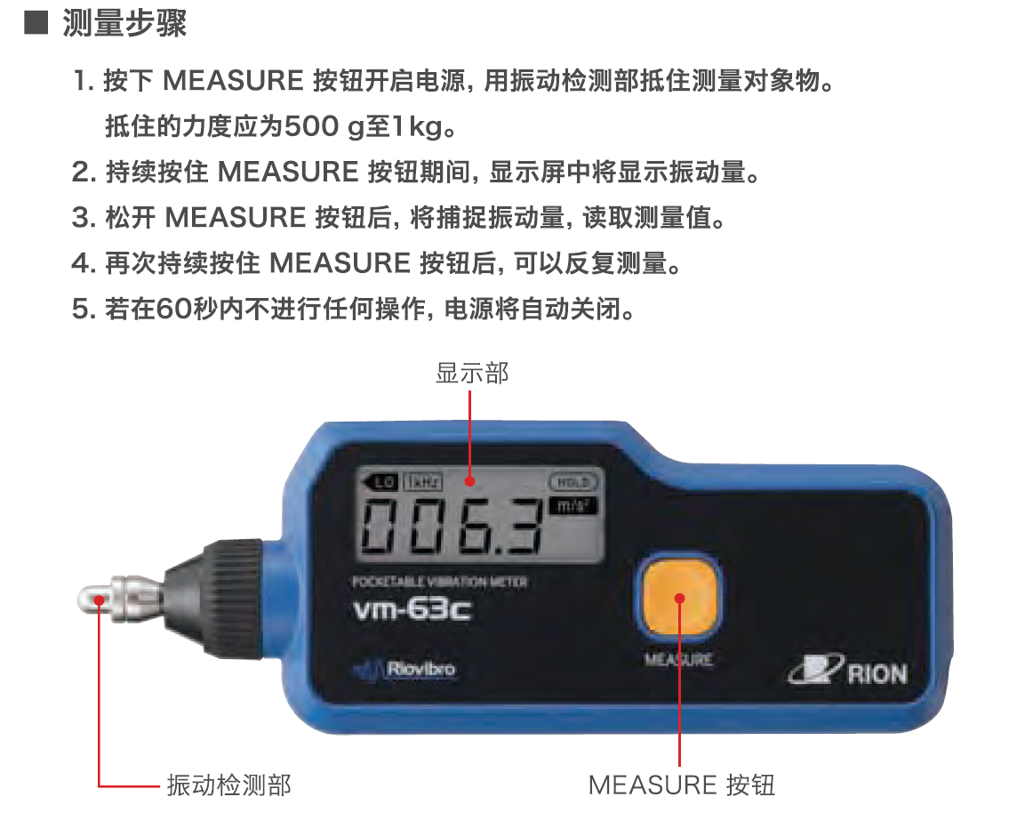 日本理音測(cè)振儀VM-63C的測(cè)量步驟